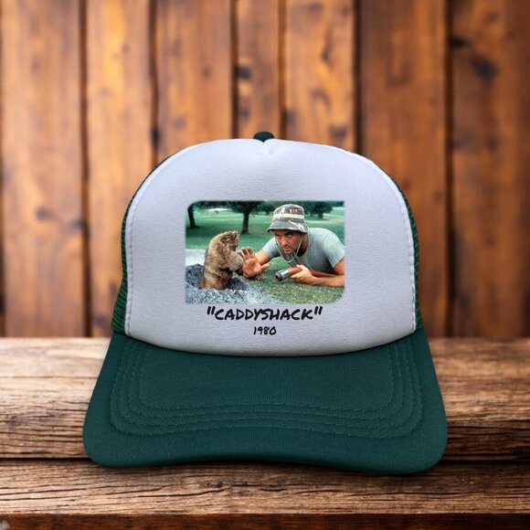 Caddyshack Movie Still Mens Trucker Hat Green Snapback 1980 Bill Murray Golf Cap - Picture 1 of 4